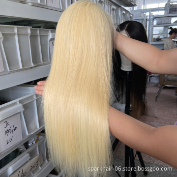 613 Closure Wigs For Black Women Human Hair Virgin Cuticle Aligned Hair blond Hd Lace Front Wig Straight 613 Full Lace Wigs